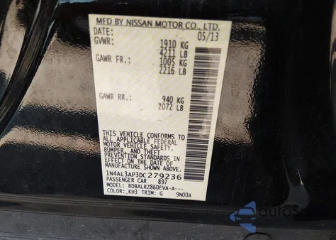 2013 Nissan Altima 2.5 S from USA, damaged, VIN 1N4AL3AP3DC279236